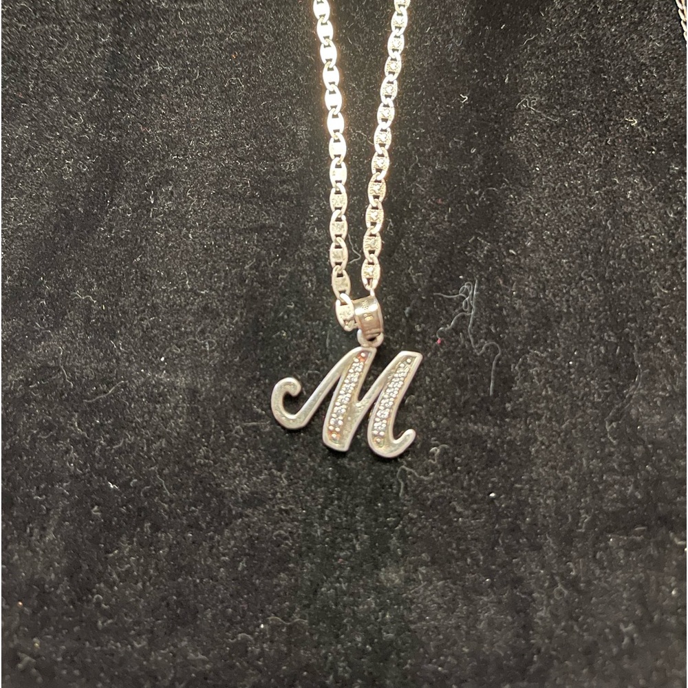 M letter with a 925 silver necklace